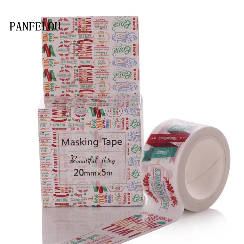 

PANFELOU 2CMx5M words cartoon Stickers border masking adhesive line paper washi tape DIY Scrapbooking Hand account