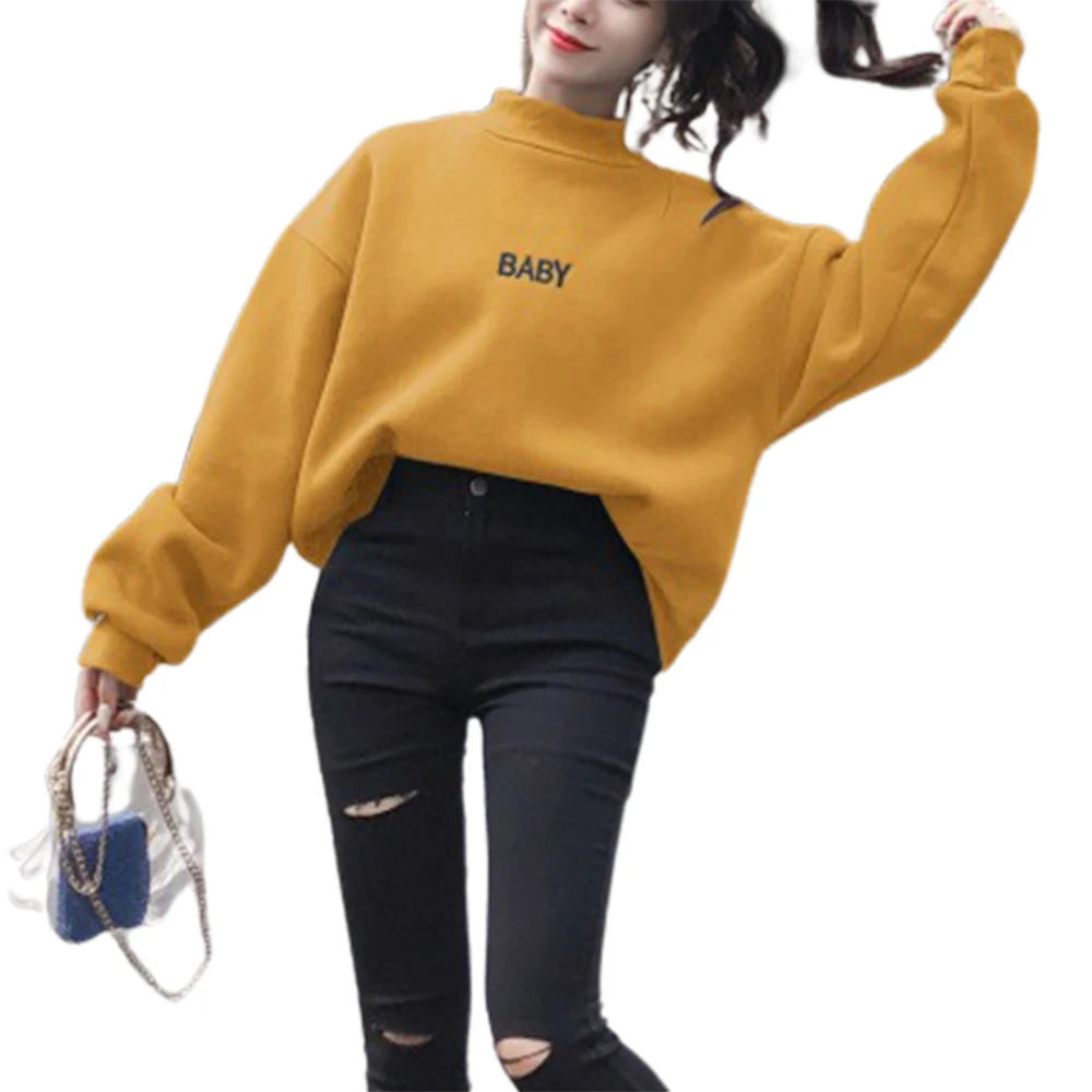 

Letter Printed Womens Baggy Pullovers Ladies Long Sleeve New Fashion Short Sweatshirts Female Girls Autumn Winter Casual Tops