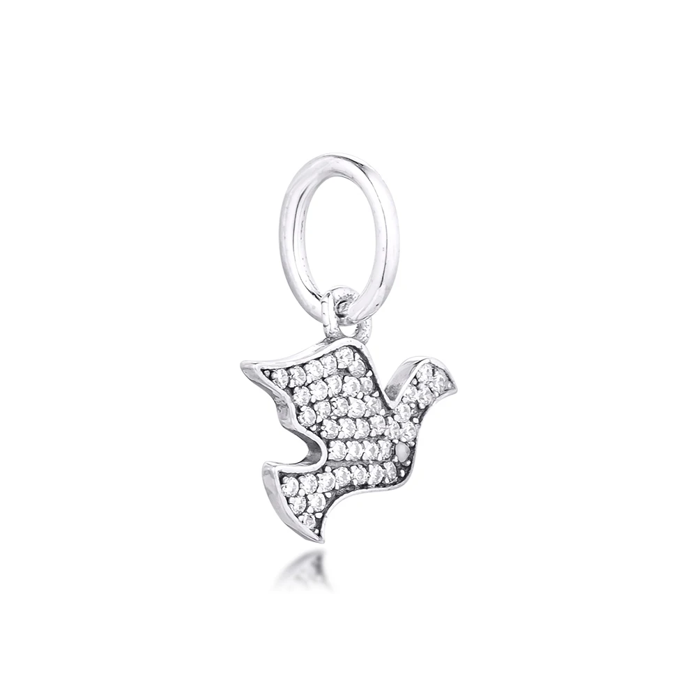 

CKK Fit Europe Bracelet 925 Sterling Silver Clear CZ Peace Dove Dangle Beads Charms DIY Jewelry Making Wholesale