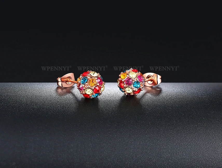 Высококачественные Разноцветные серьги-гвоздики с цирконием полностью