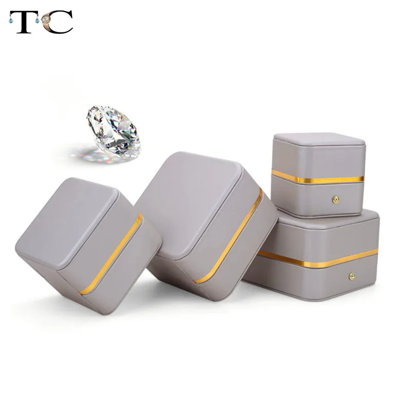 Кожаная Шкатулка для колец Свадебный шкатулка хранения одного кольцо брошь