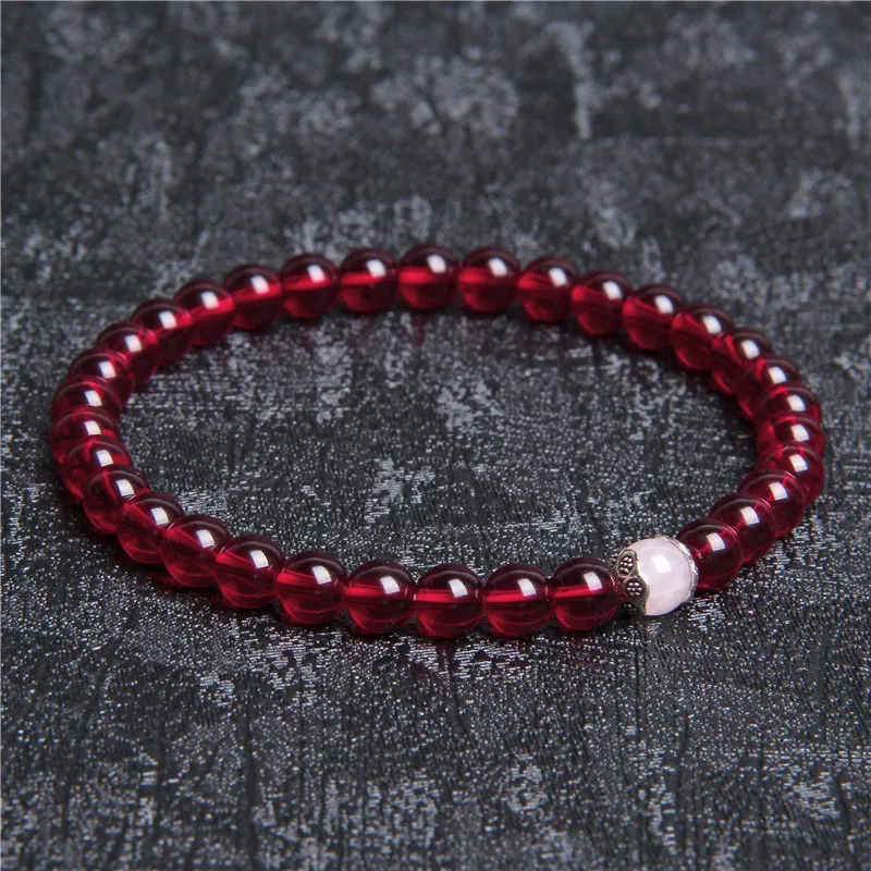 Natural Stone Handmade Bracelet For Women Men 6mm Garnet Beads Bracelets Red Braslet Yoga Meditation Jewelry Friendship gifts images - 6