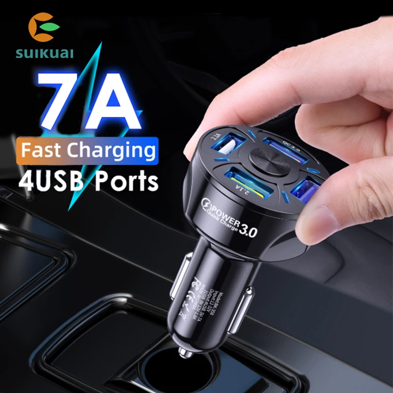 

SuiKuai QC 3.0 USB Car Charger Multi-port Quick Charge 3.0 Fast Charger For iPhone Xiaomi Redm Huawei Car Phone Charging Adapter