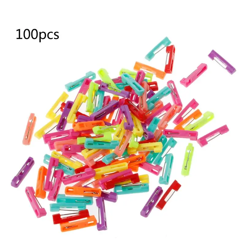 

100Pcs Mixed Scarf Safety Pin Hijab Brooch Safety Locking Baby Cloth Nappy Pin HX6F