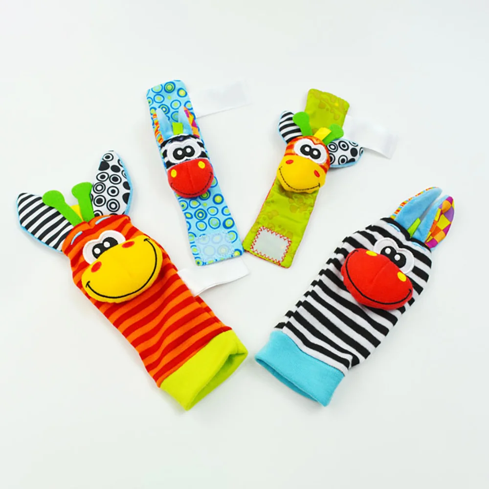 

Baby Rattle Socks Watch Newborn Baby Toy Set 4 Piece Set Baby breathable Wrist Watch Sensory Developmental