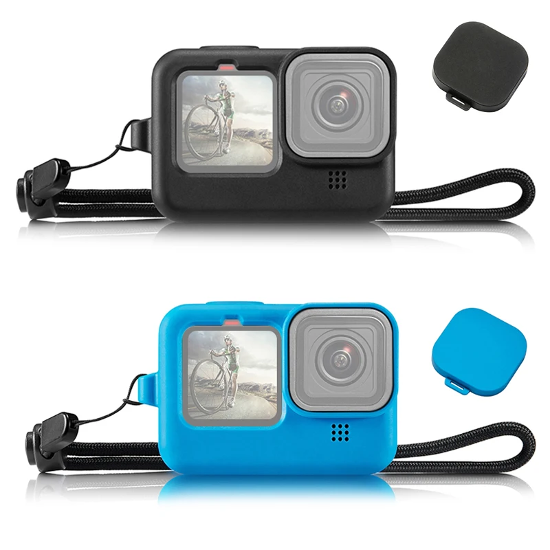 

GoPro 9 Silicone Case Anti-drop Protective Cover Shell With Lens Cover Hand Strap For GoPro Hero 9 Action Camera Accessories