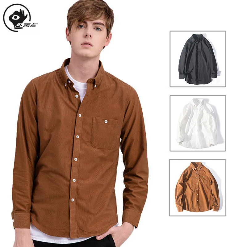 Маленькие капли дождя мужские рубашки с длинным рукавом рубашка Япония стиль