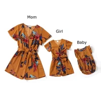 one piece mother daughter matching overall dresses family set flower mom baby mommy and me clothes fashion women girls jumpsuits