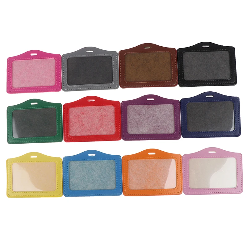 Hot sale 1Pc PU Card Case Holder multicolour Portable String Fashion ID Identity Badge |