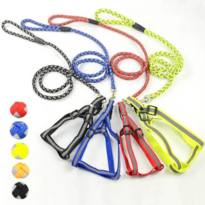 

Reflective Knit Traction Rope Leash Durable For Small And Large Dogs Pets Chain Chest Strap Supplies Pet Harness Dog Collar