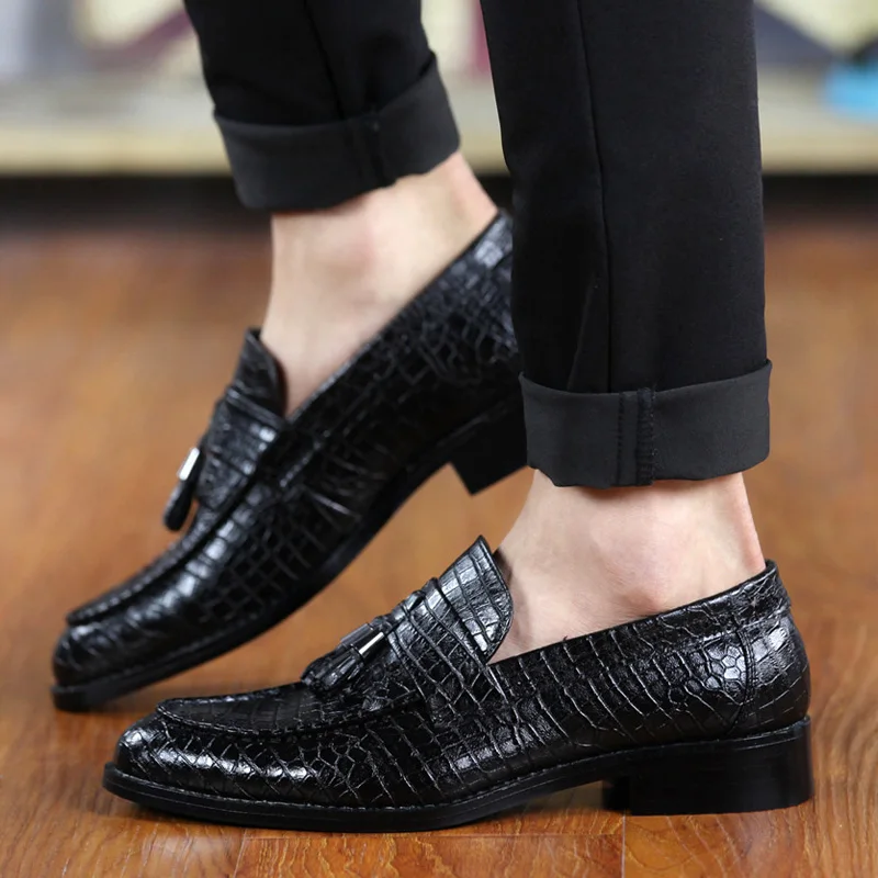 Мужские классические деловые туфли туфли-оксфорды с крокодиловым узором без