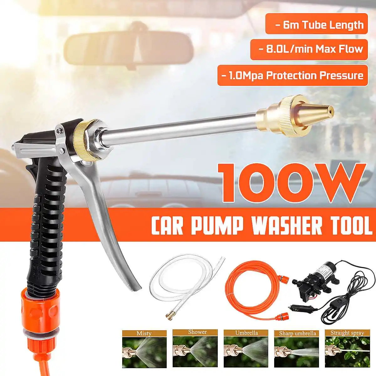 

12V 100W Car Washer Guns Pump High Pressure Cleaner Electric Cleaning Auto Device Car Care Portable Washing Machine