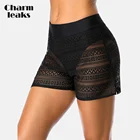 Женские кружевные шорты для плавания Charmleaks, однотонные шорты для плавания, плавки для плавания, купалник, женский купальник
