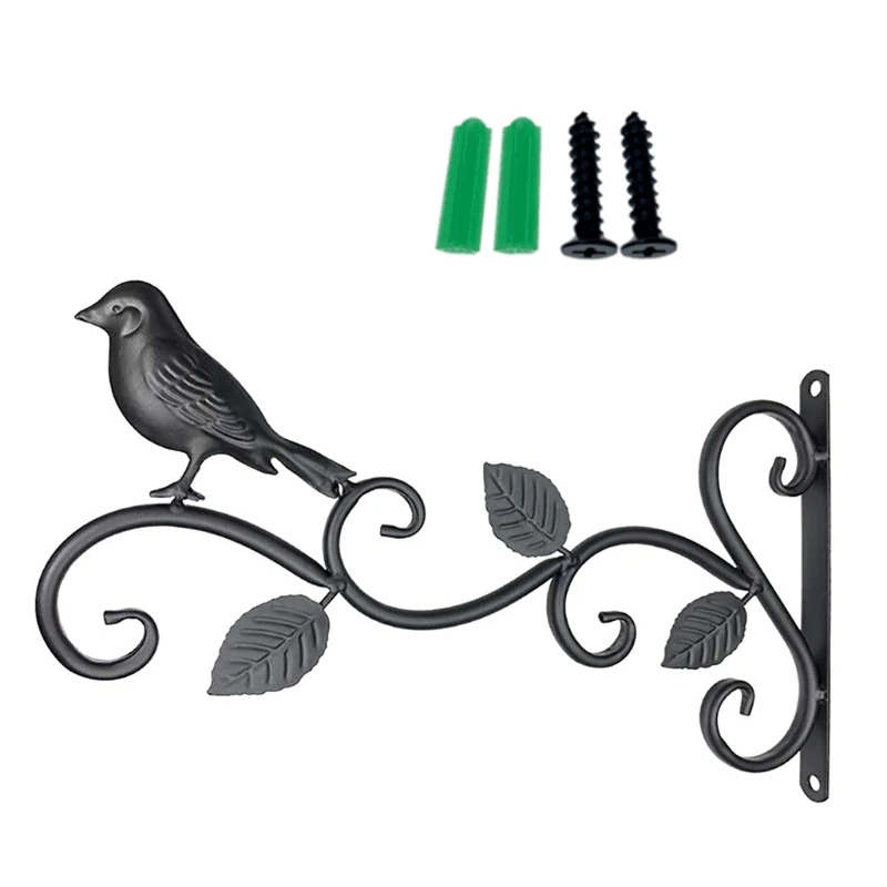 

Wall Hanging Plant Bracket Wrought Iron Flower Basket for Bird Feeders Wind Chimes Indoor Outdoor Festival Decoration