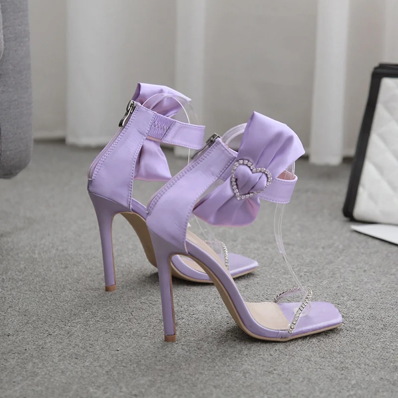 

35-42 fashion sexy Rhinestone Satin color matching one line high heel sandals