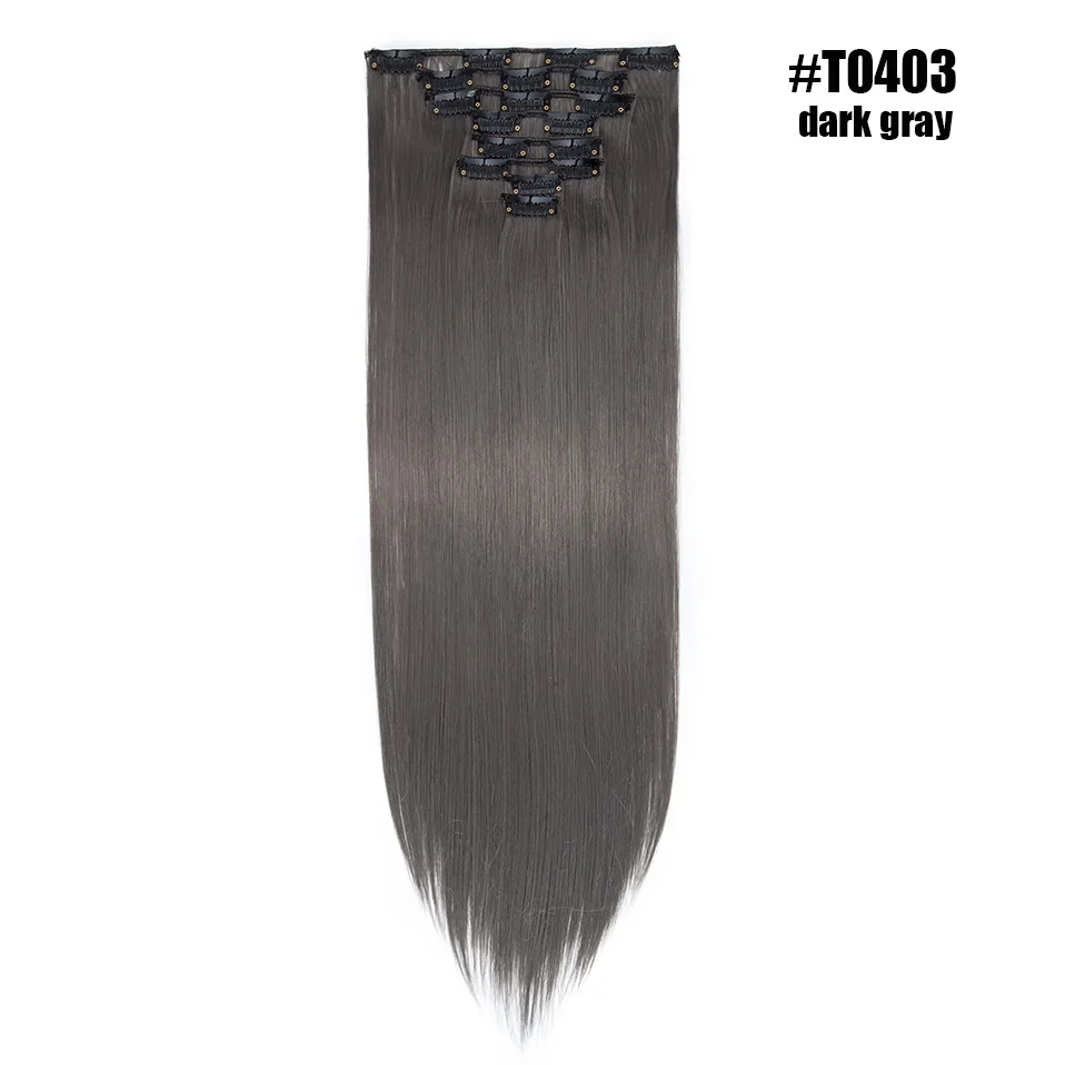 dark gray S-noilite 2" 8 шт./компл. шелковистые прямые волосы Наращивание волос Синтетические наращивание натуральных волос для Для женщин длинные натуральные волосы на заколках для наращивания, волосы на заколках - Цвет: dark gray