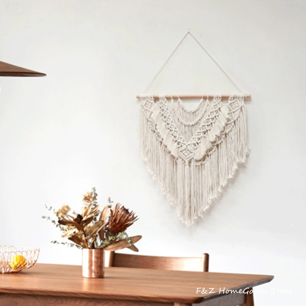 Tapiz colgante de pared de macram&eacute;, tejido a mano, estilo bohemio, decoraci&oacute;n para el hogar, sala de estar, dormitorio, decoraci&oacute;n de fondo-5
