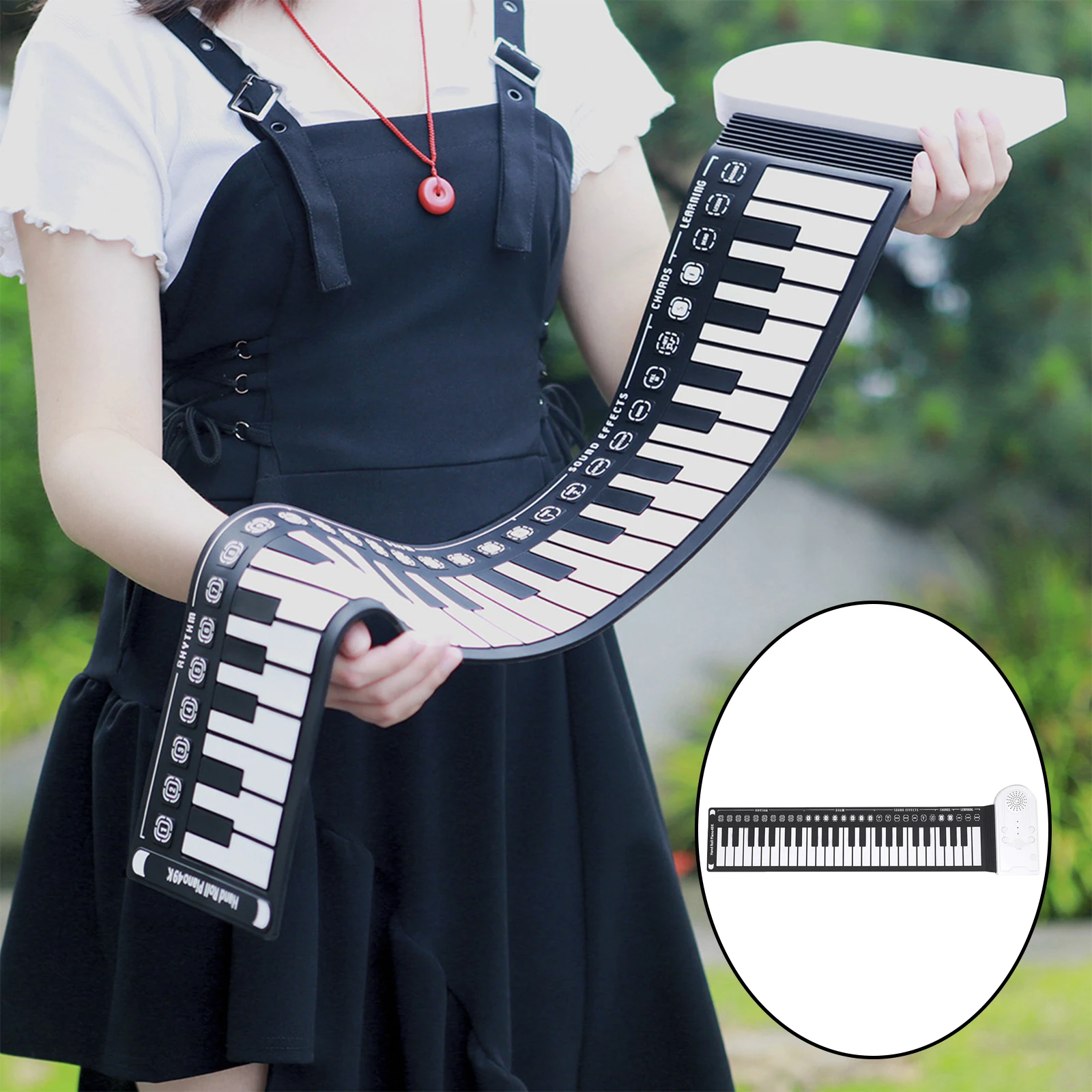 49Keys Flexible Electronic Keyboard Hand Roll Silicone Portable Piano Organ Up |