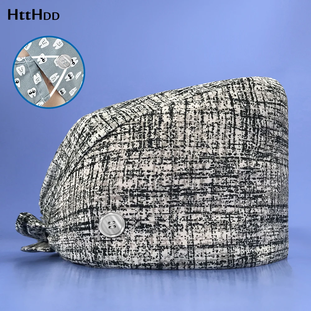 

Hair Salon Unisex Adjustable Spa Scrub Cap Long Hair Available Work Cap Dentist Nurse Care Printed Breathable Fashion Scrub Cap