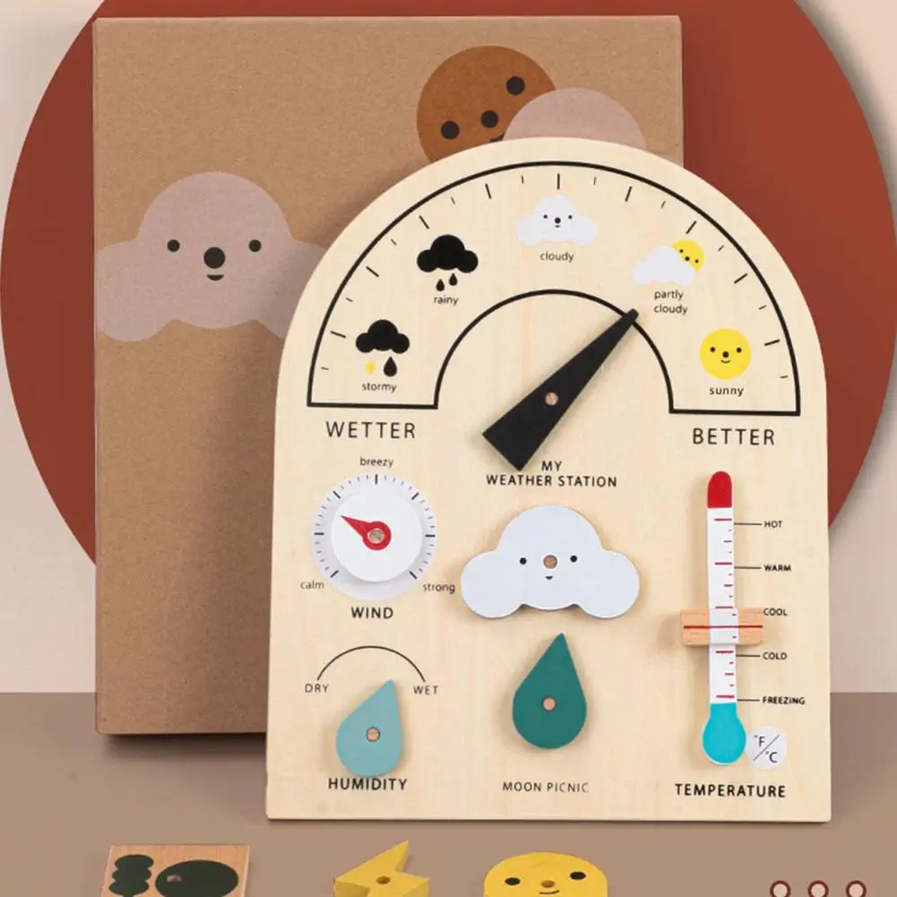 

Wooden Learning Calendar Wooden Wall-mounted Leather Calendar Date Days Weather Active Learning Educational Homeschool Toys