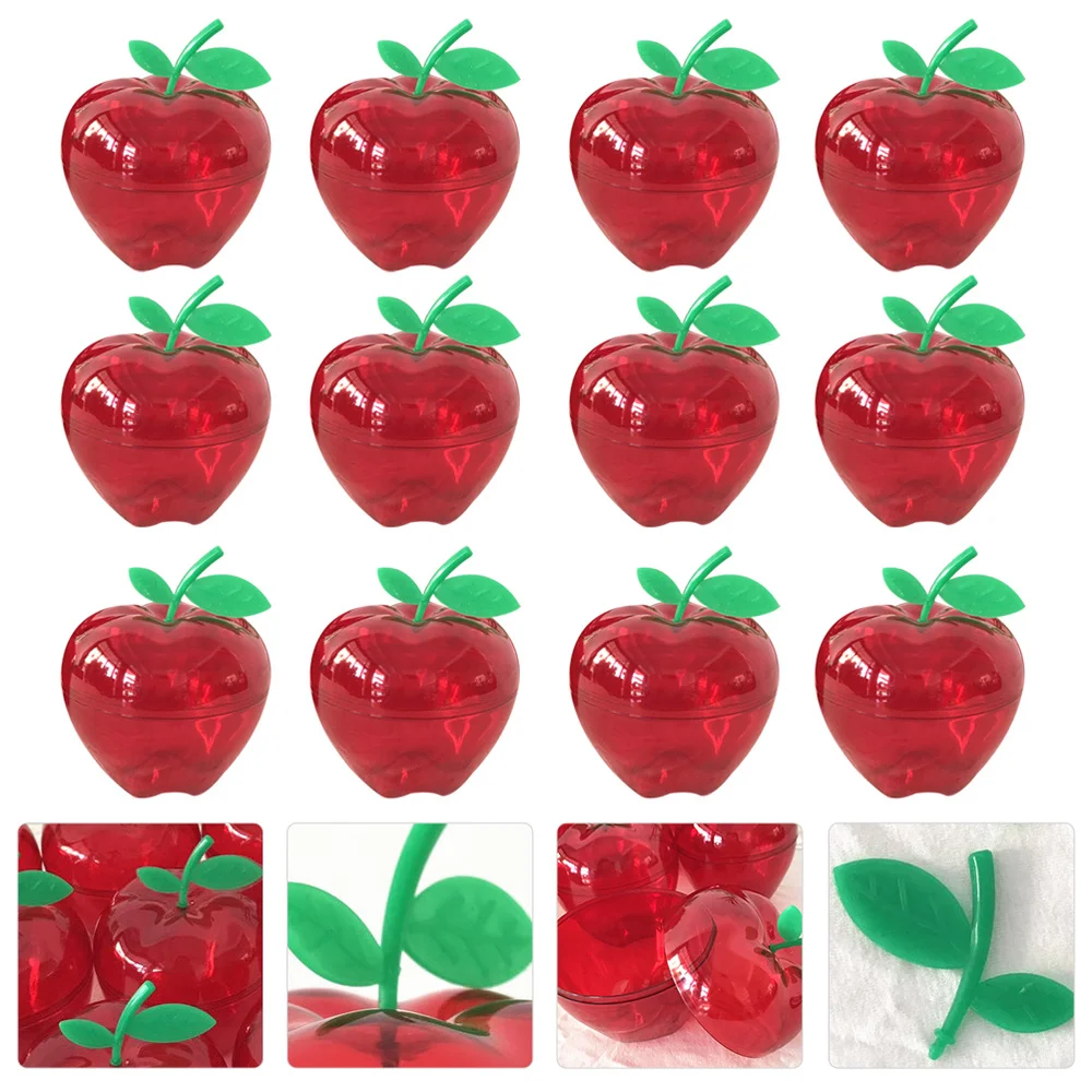 

12pcs Xmas Candy Bottle Transparent Candy Box Multipurpose Desktop Decor (Red)