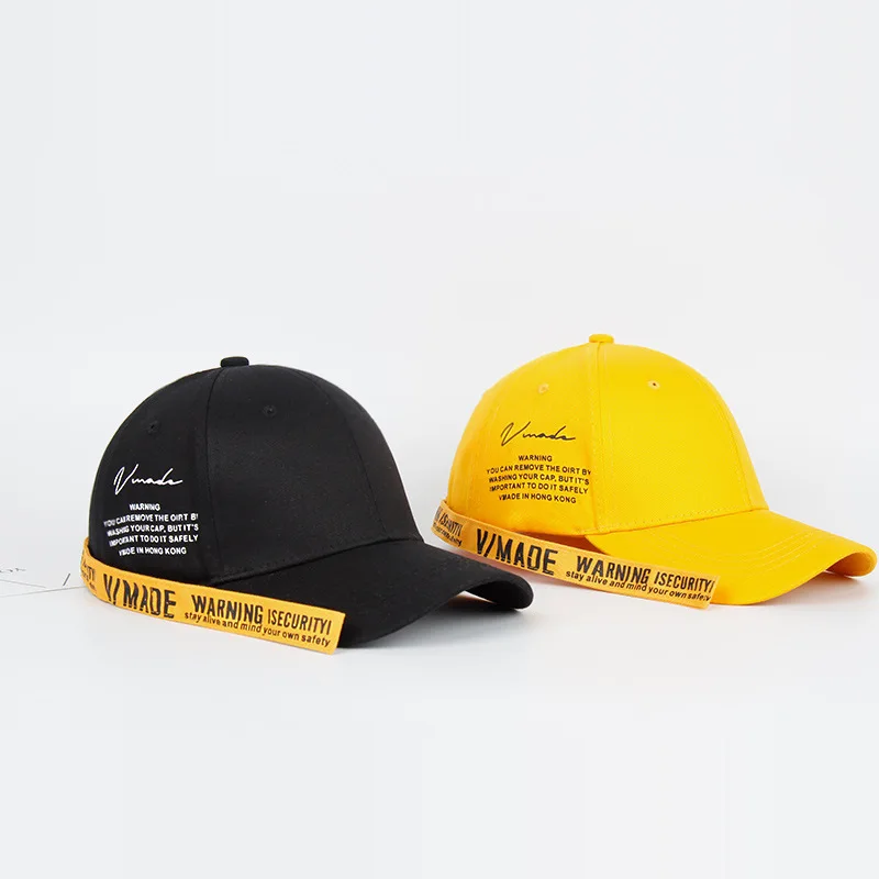 New Fashion Women's Letter Printed Baseball Caps With Long Belt For Men Girls Punk Style Black Snapback Hip Hop Caps Sun Dad Hat