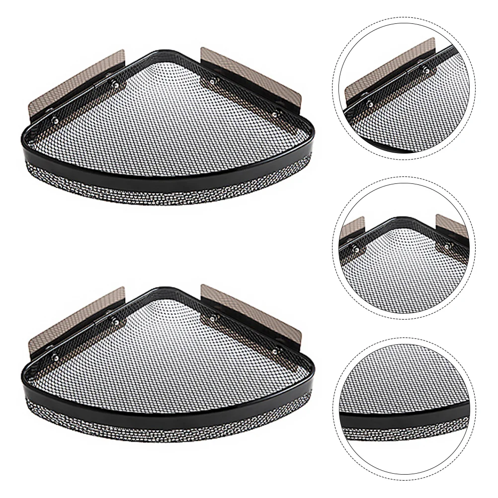 

2pcs Wall Mount Bathroom Shelf Hollow Corner Storage Rack Home Organizer Stand