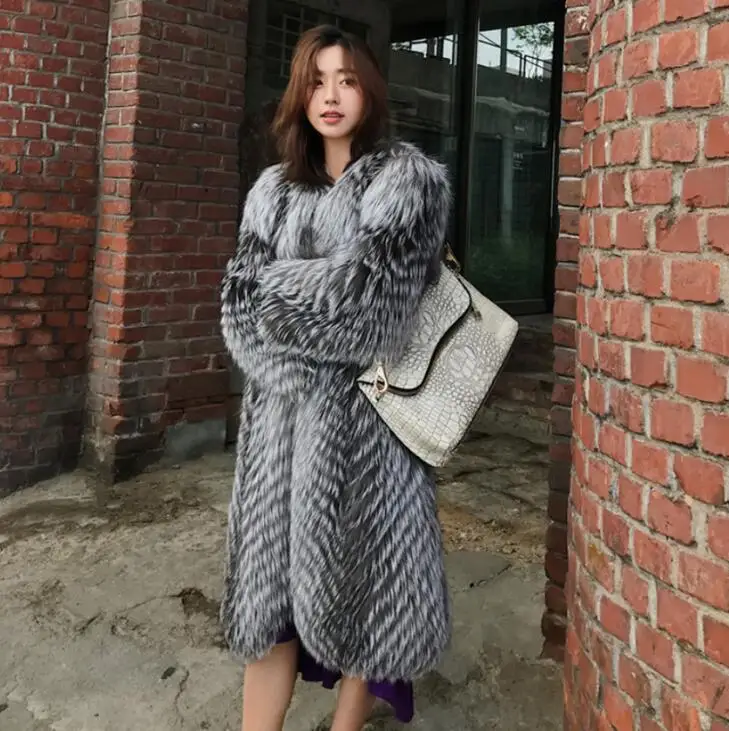 Autumn silver fur leather jacket womens warm faux mink fur leather coat women loose jackets winter thicken fashion