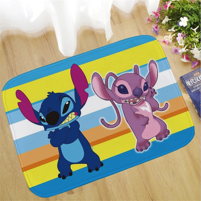 60x40cm Stitch Welcome Doormat Outdoor Carpet Absorbent Bathroom Floor Mats Kitchen Rug Non-slip Bedroom Foot Mat Rug vintage bricks wall print antiskid bathroom floor rug