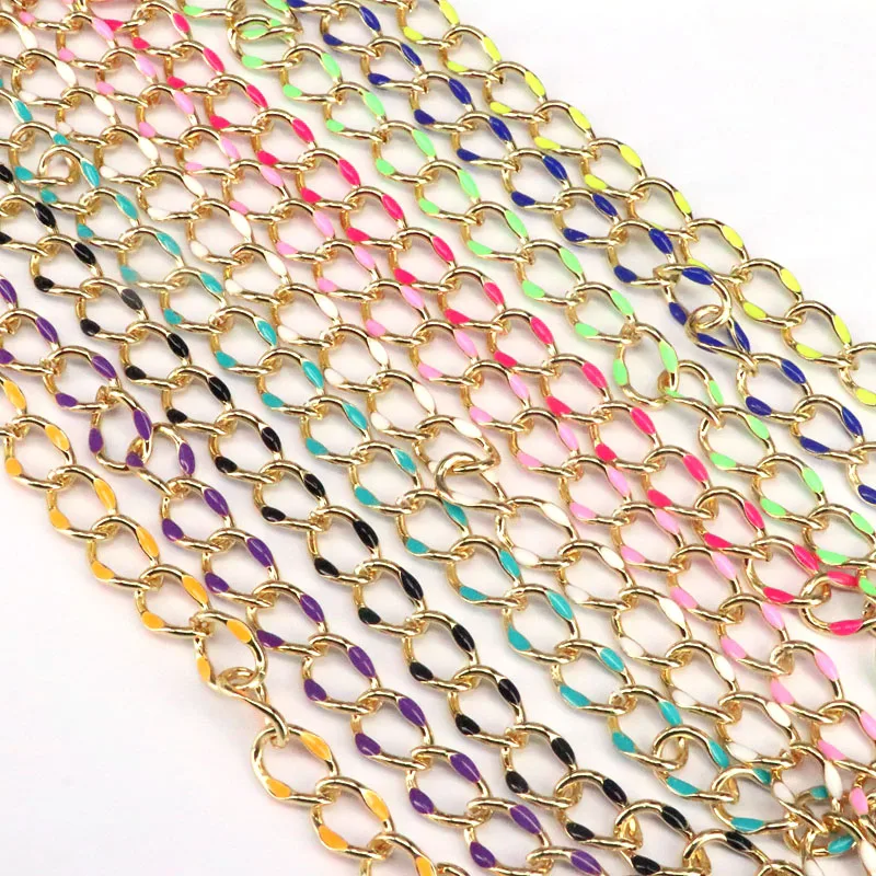 

3Meters, Multi-Color Enamel Cable Link Chain Necklace Fashion DIY Chain Neckalces Accessories
