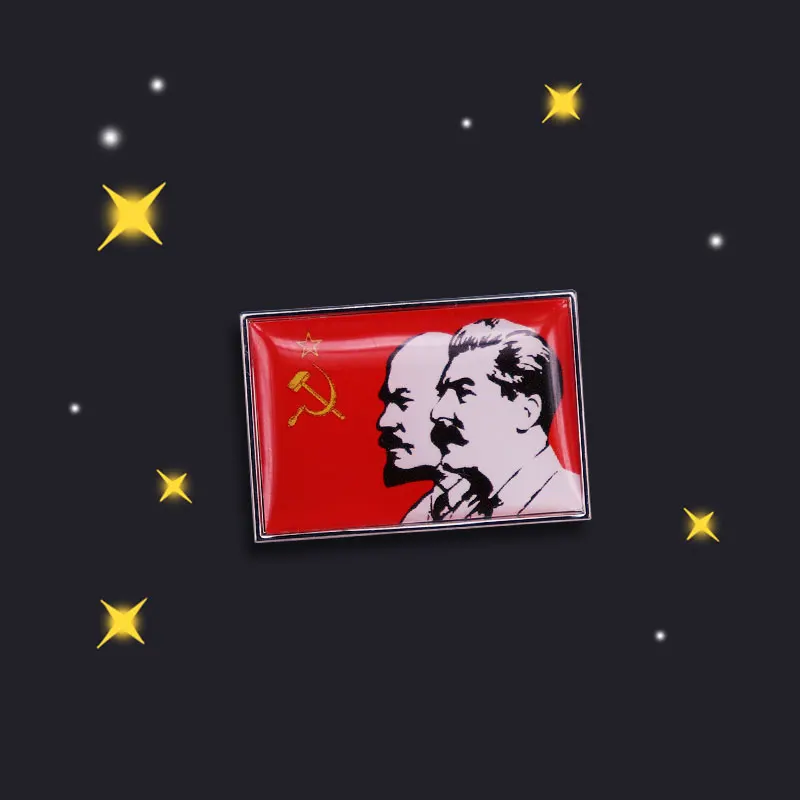 Значок с флагом Сталина и Ленина в стиле коммунизма | Украшения аксессуары