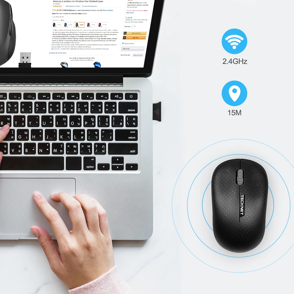 TECKNET оригинальная мини оптическая беспроводная мышь 2 4G надежная 1000 dpi Nano с