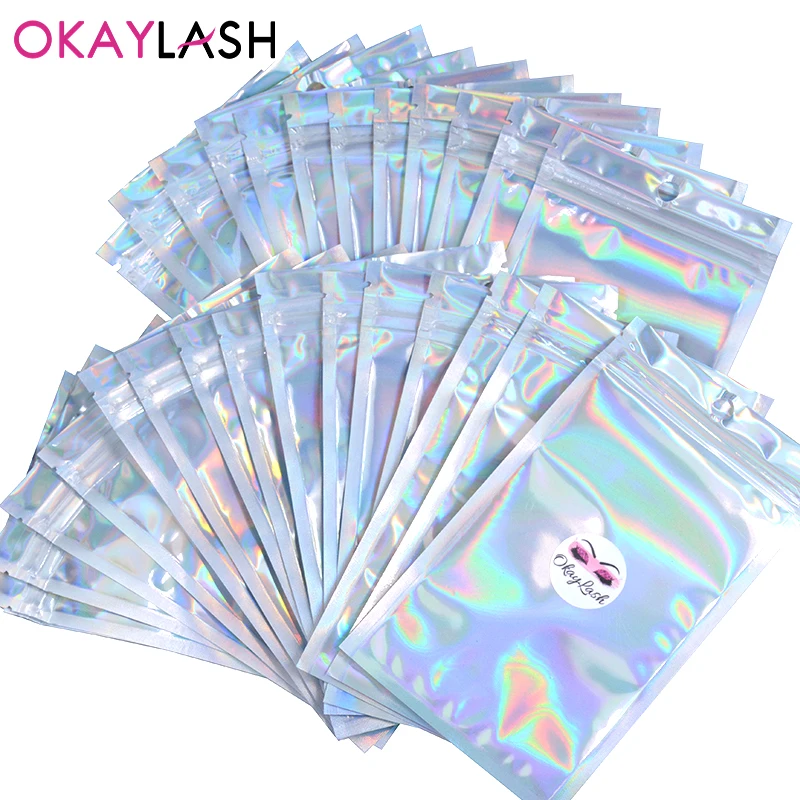 OKAYLASH оптовая продажа 100/50 шт. пустой пакет для упаковки голографических ресниц