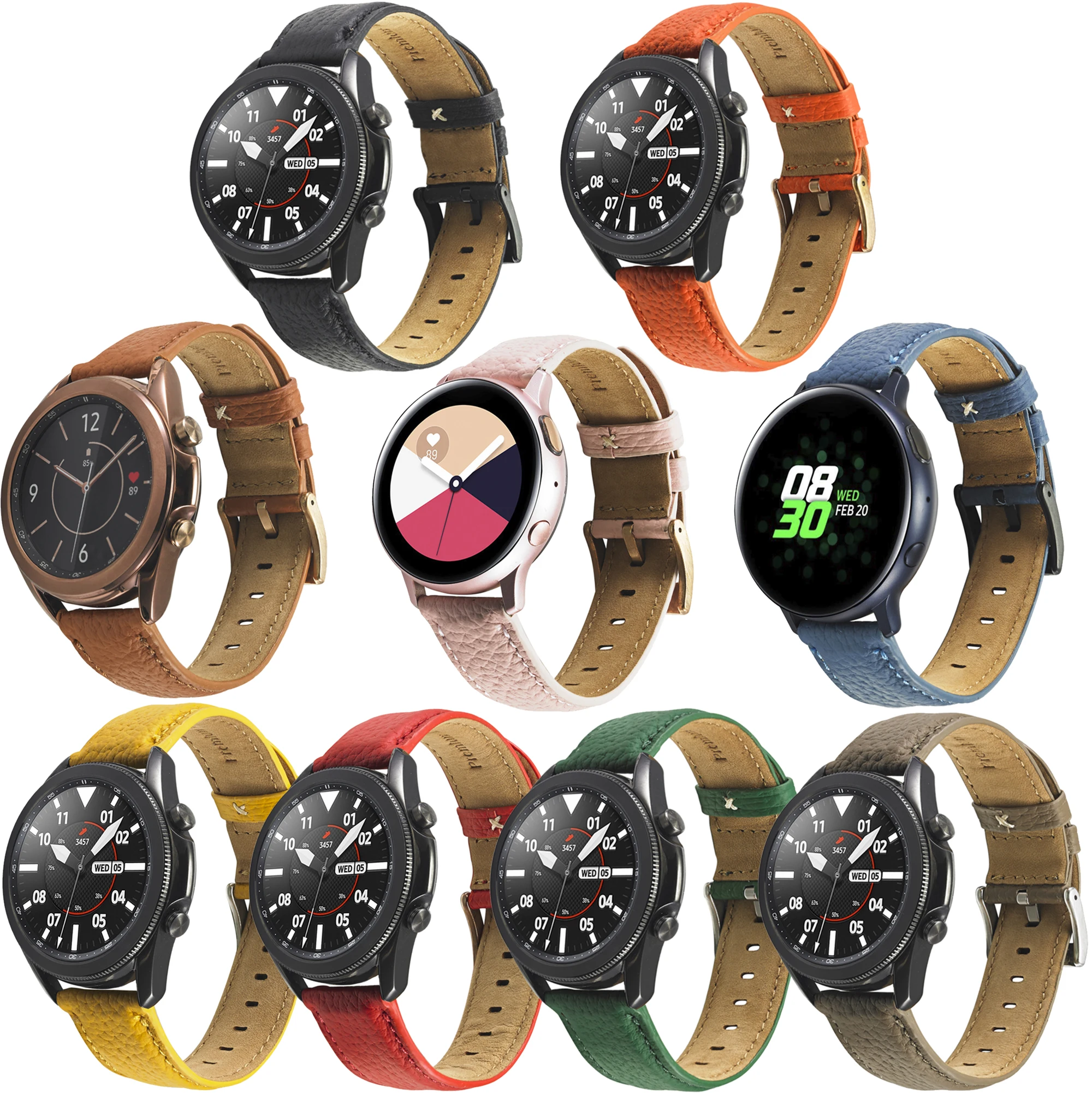 

Ремешок из натуральной кожи для Samsung Galaxy watch 3 41 мм 45 мм, браслет для Samsung Galaxy Watch Active 2 40 мм 44 мм, 20 мм 22 мм