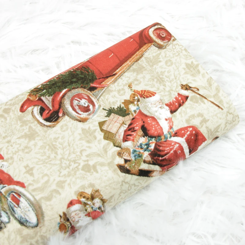 

110CM Cartoon Santa Claus Christmas 100% Cotton Fabric for Tissue Sewing Quilting Fabric Needlework Material DIY Handmade Crafts