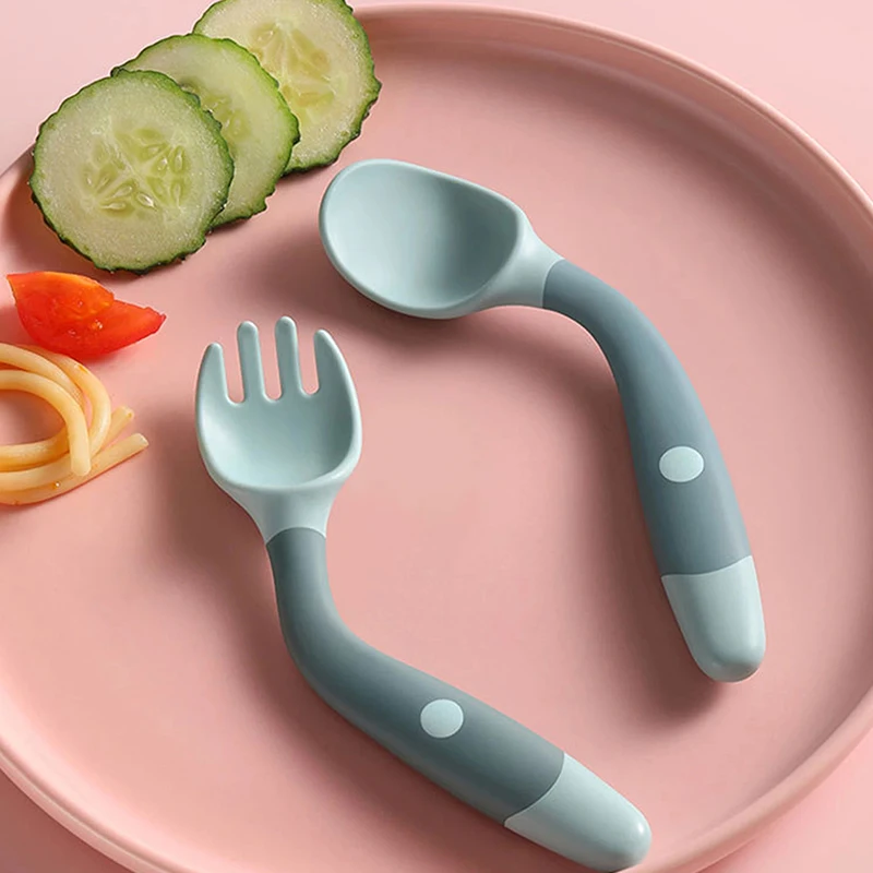 

Silicone Spoon Utensils Auxiliary Food Toddler Learn To Eat Training Bendable