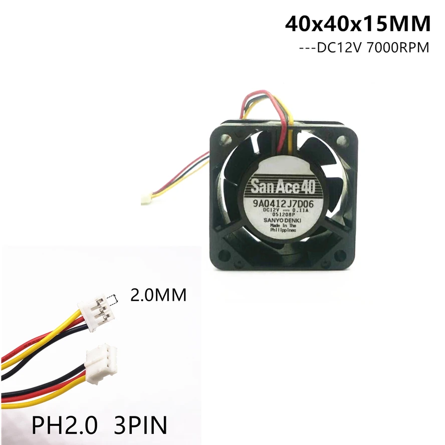 Фото SAN ACE 40 4015 40mm 40*40*15MM Server Fan Dual Ball Bearing 12V 0.11A 9A0412J7D06 Server Case Cooling Fan 3pin №4