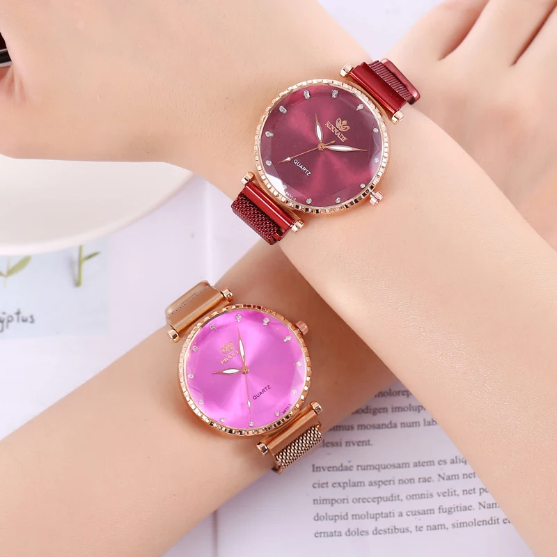 2020 новые модные женские часы минимализм бриллиантовый циферблат сетка магнит Starp