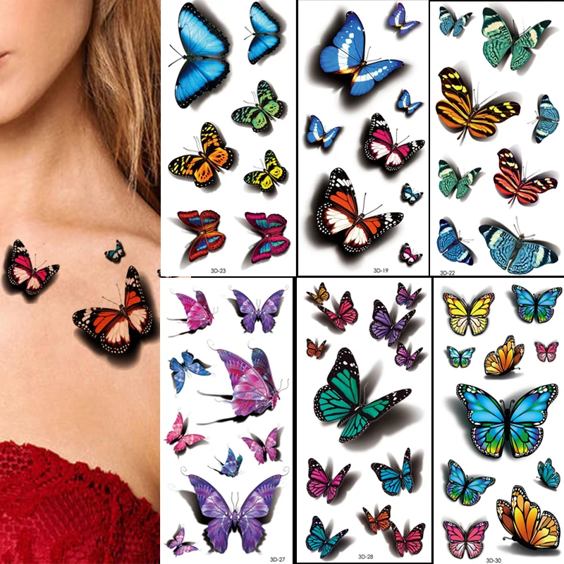 200 шт./лот красивые милые сексуальные боди-арт красота макияж цветок бабочка
