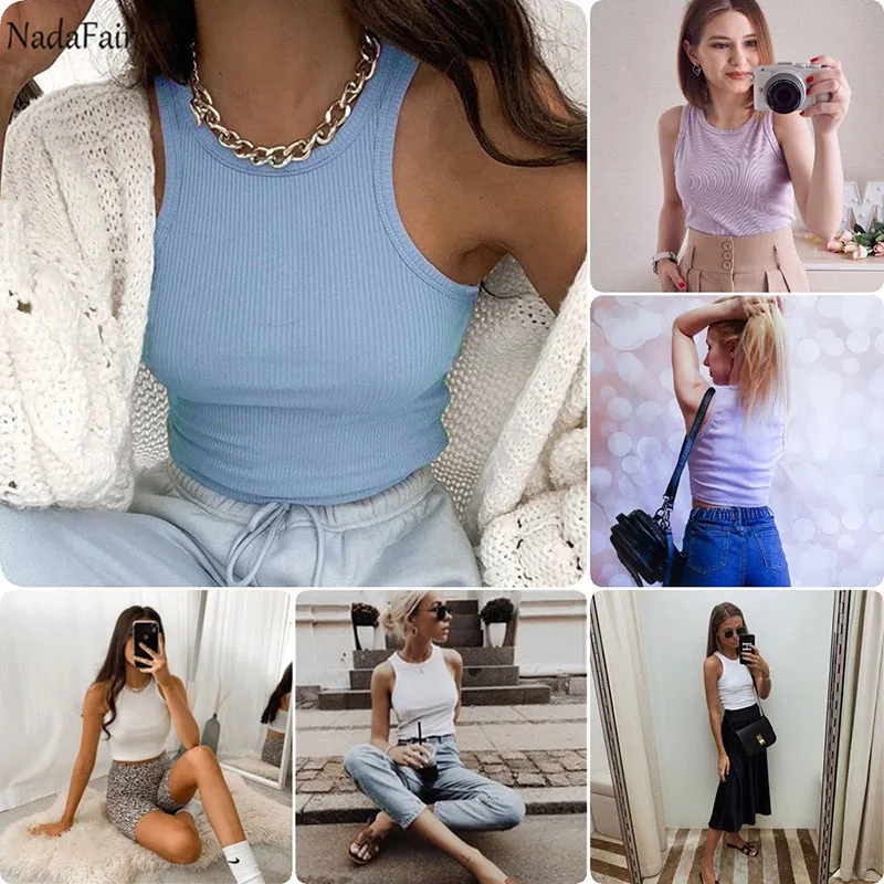 Женский укороченный топ Nadafair вязаный однотонный ярких цветов с круглым вырезом