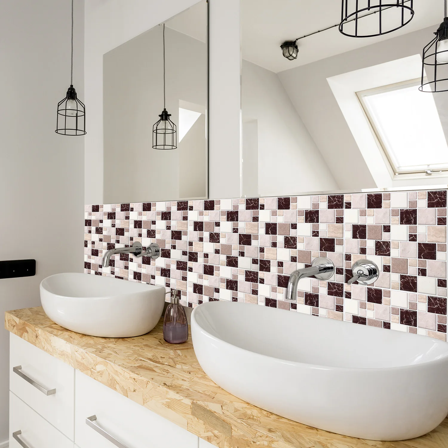3D Mosaic Wall Stickers Peel and Stick Kitchen Backsplash Tile Self Adhesive Wallpaper Decorative Tile for Bathroom Sink