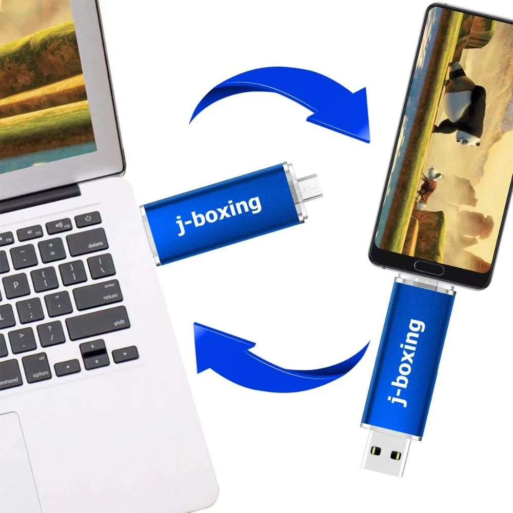 J-boxing OTG Micro USB флэш-накопитель 16 Гб флешки двойной порт USB 2,0 карта памяти для Android смартфон ПК Macbook планшет синий