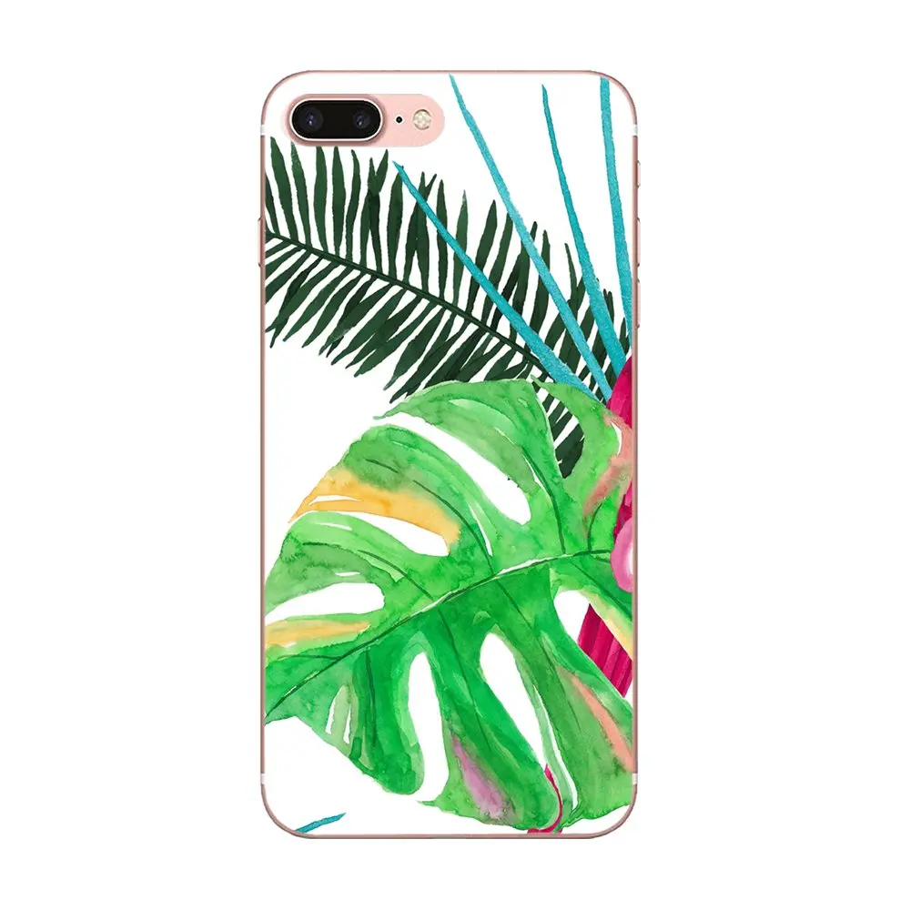Мягкий ТПУ чехол для телефона зеленый акварелью тропические листья Galaxy A3 A5 A7 A8 A9