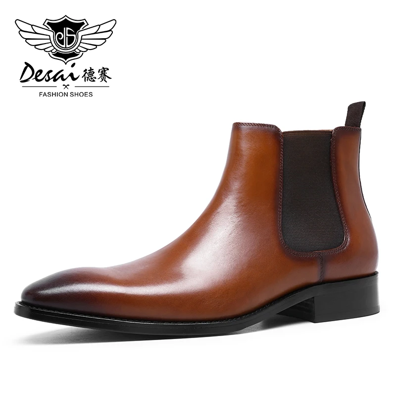 

DESAI Men Winter Boots Dress Shoes Non-Slip Heel Genuine Leather Fashion Men's Shoes Casual Office New Arrival Custom Keep Warm