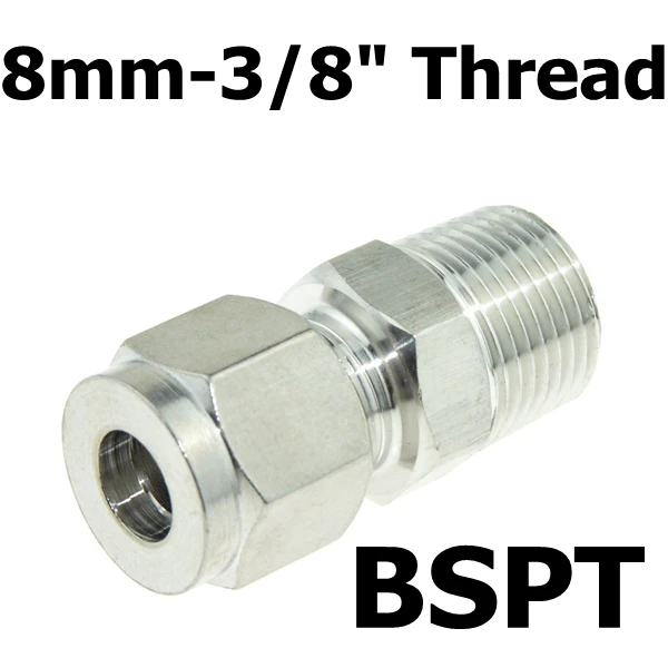 8mm OD Tube 3/" PT наружная резьба NPT x 6 мм 8 мм OD двойной наконечник трубки воздуха для компрессорной трубы разъем SS 304 нержавеющая сталь 1/4" 1/2" - Цвет: 8mm OD Tube