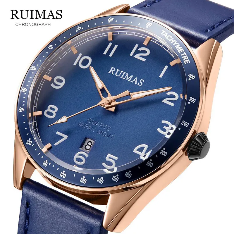 

RUIMAS 2019 Luxury Brand Men Analog Leather Sports Watches Men's Army Military Watch Male Date Quartz Clock Relogio Masculino