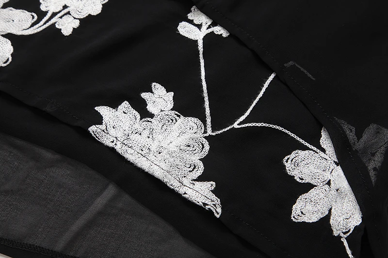 Летняя новая свободная двухслойная шифоновая рубашка с вышивкой для отдыха