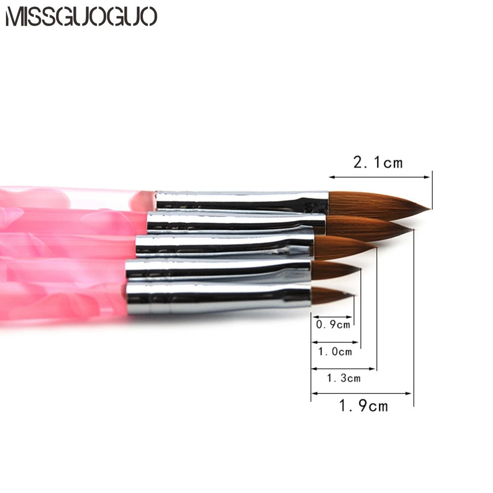 Missguoguo 5 шт./компл. Kolinsky акриловая кисть для ногтей 2 #/4 #/6 #/8 #/10 # профессиональная