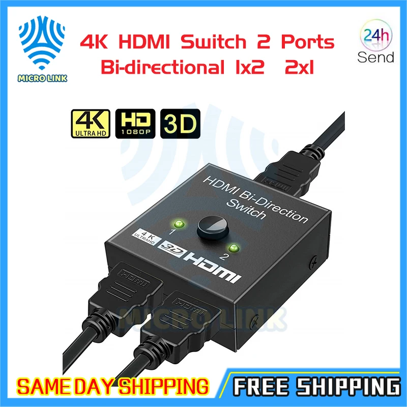 Двунаправленный переключатель 4K HDMI с 2 портами 1x2/2x1 сплиттер порты Sup Ultra HD 1080P 3D HDR