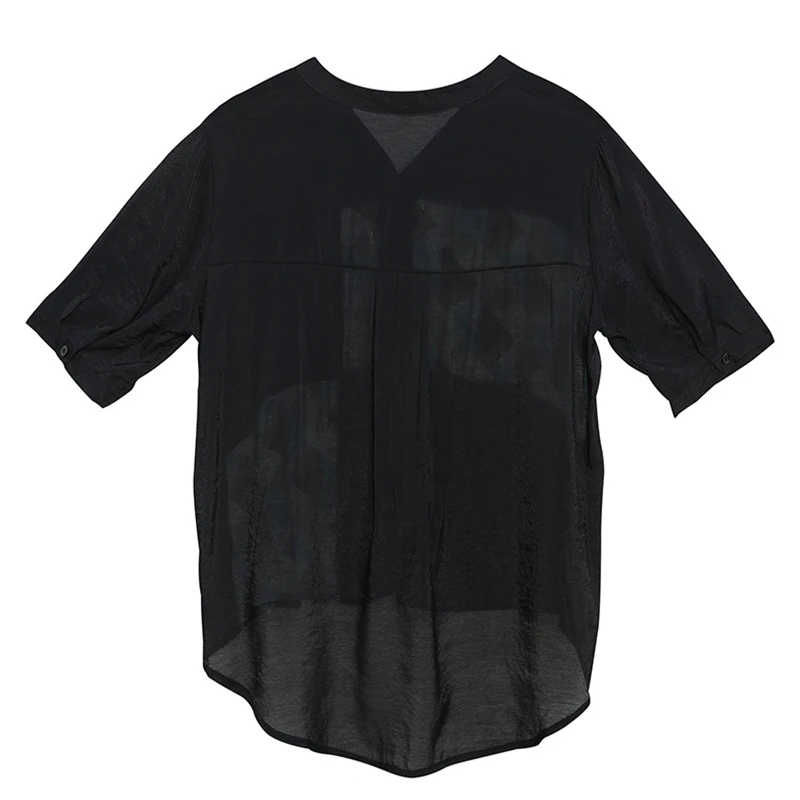 

Print Hit Color Blouse For Women V Neck Short Sleeve Asymmetric Casual Loose Shirts Female Summer 2020 Fashion Tide P460